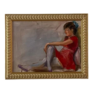 Original Figurative Oil Painting of Millennial Woman in Mini Dress by Marina Movshina