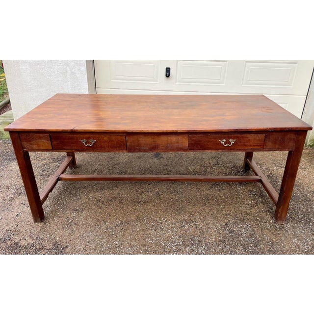 Wood Farmhouse 2-Drawer Serving Table, 1950s For Sale - Image 7 of 7