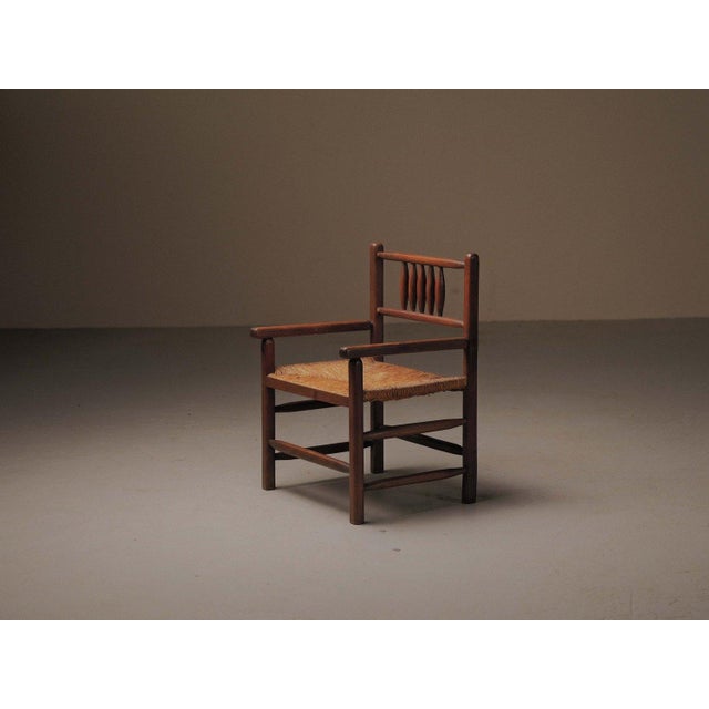 Brutalist Wood and Straw Armchair, France, 1950 For Sale - Image 16 of 18