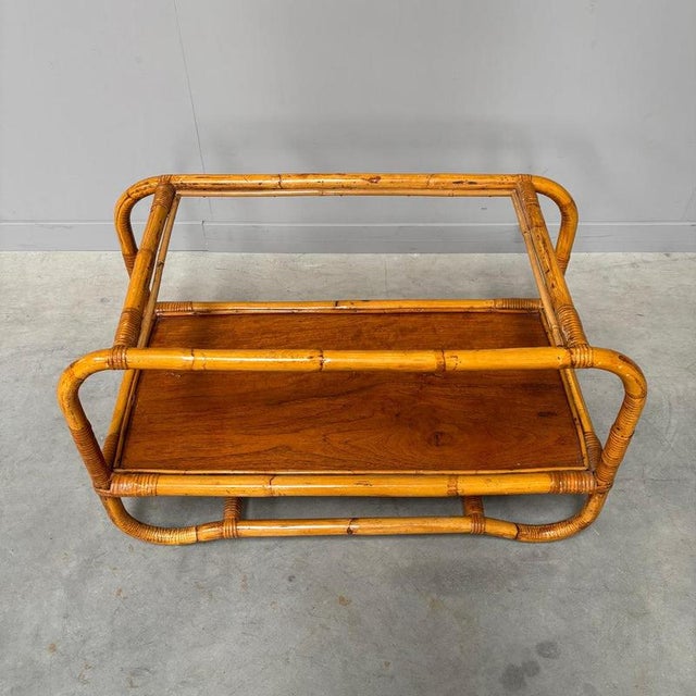 Set of Bamboo and Rattan Chair and Ottoman by Paul Frankl, USA, 1960s For Sale - Image 13 of 14