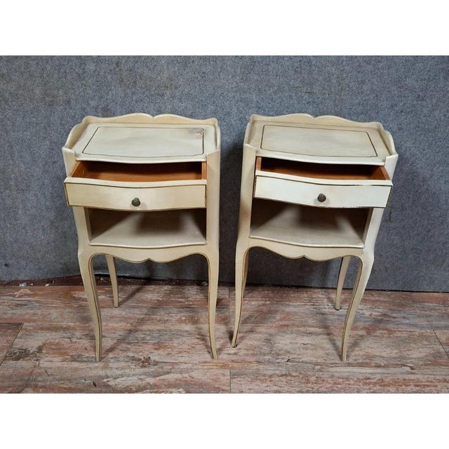 20th Century Louis XV Lacquered Bedside Tables, Set of 2 For Sale - Image 5 of 10