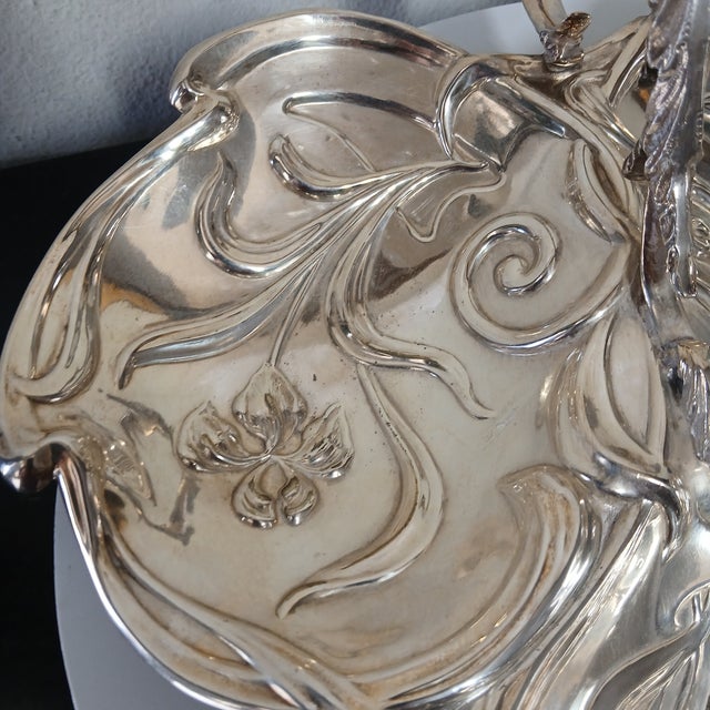 1960s Art Nouveau Silver Plate Serving Tray or Dish For Sale - Image 6 of 8