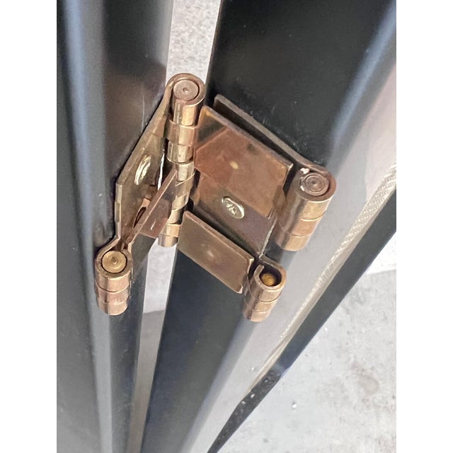 Art Deco Room Divider Black Ebonized Wood and Gold Metal Screens For Sale - Image 14 of 18