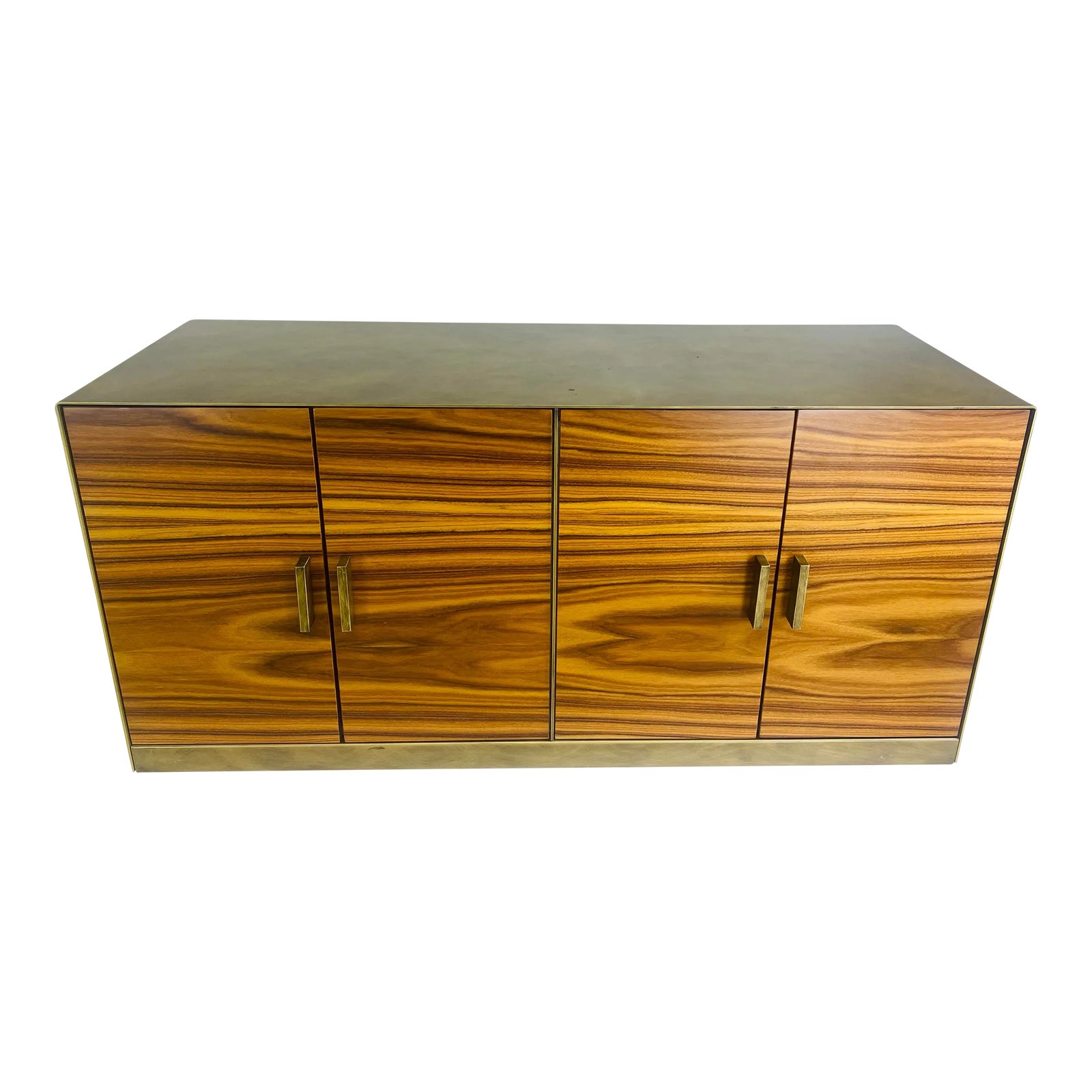 Modern Vintage Italian Designed Zebra Wood Waterfall Chest | Chairish