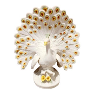 Vintage Lefton China White Peacock Figurine For Sale