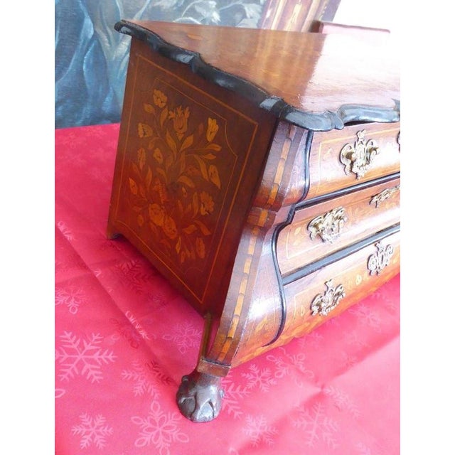 19th Century Antique Dutch Floral Marquetry Tabletop Chest, 1820 For Sale - Image 5 of 18