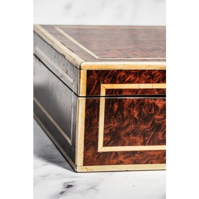 Extraordinary Antique English Burl Wood Cigar Box Sterling Silver Fittings Luxury Home Decor Tobacciana For Sale - Image 17 of 18