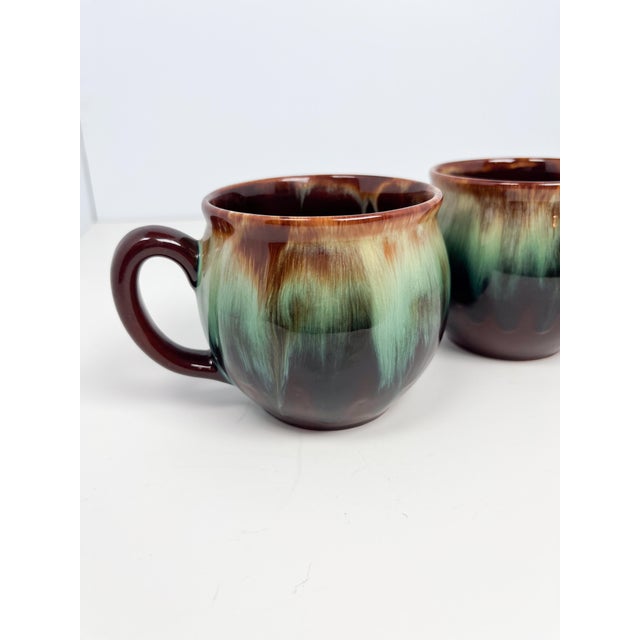 1980s Vintage Glazed Mug Set With Drip Glaze- Set of 2 For Sale - Image 5 of 8