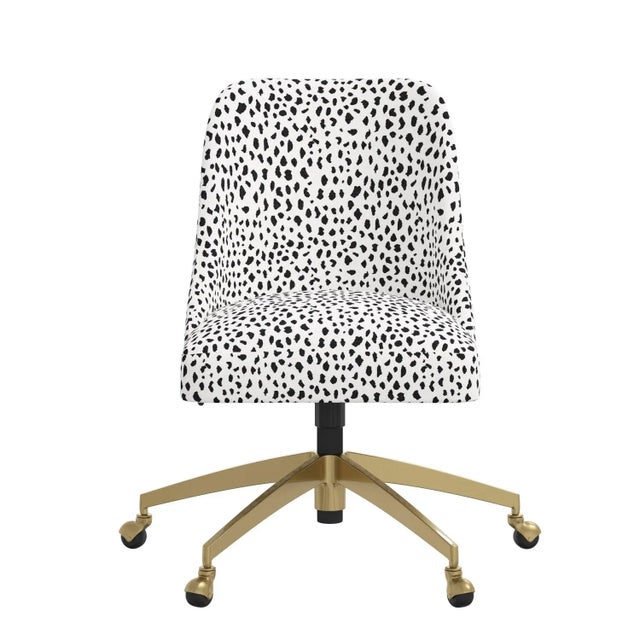 Spritely Home Brynn Office Chair with Gold Base in Dottie White For Sale - Image 4 of 6
