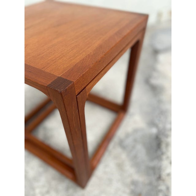 Mid Century Modern Teak Nesting Tables | Set of Two by Kai Kristiansen For Sale - Image 9 of 12
