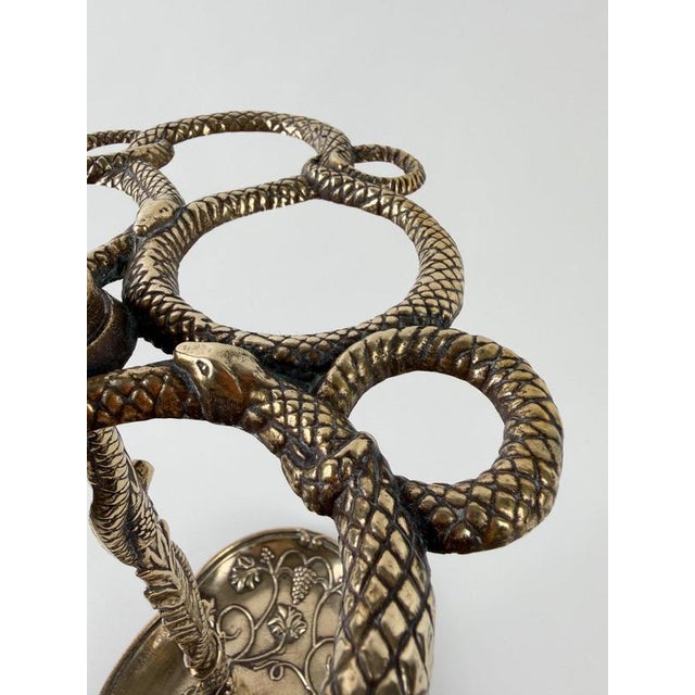 Art Nouveau Style Brass Umbrella and Walking Stick Stand with Intertwined Snakes, 1970s For Sale - Image 6 of 18