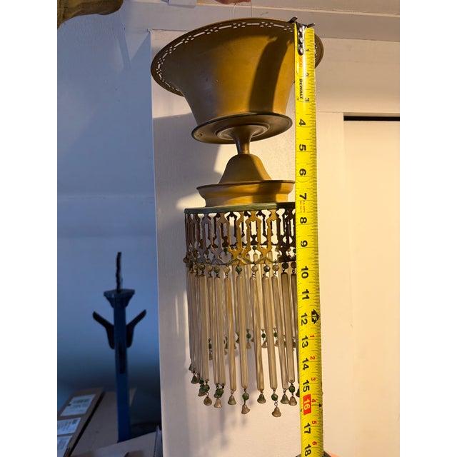 Mustard Early 20th Century Moroccan Hand Painted Chandelier With Glass Tassels For Sale - Image 8 of 8