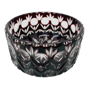 Vintage Deep Magenta Czech Cut Crystal Bowl