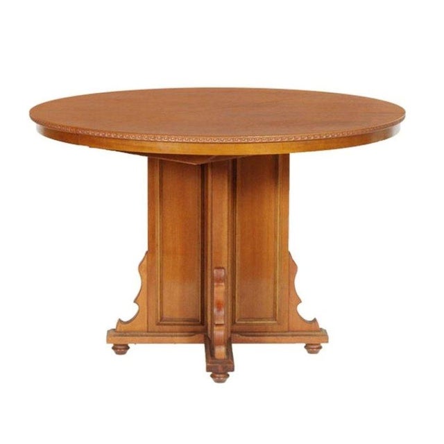 Round Italian Extendable Walnut & Veneer Table For Sale - Image 9 of 9