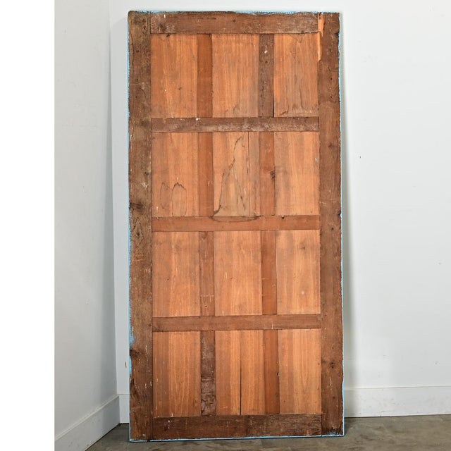 Wood Large French 19th Century Mirror with Recent Blue Paint For Sale - Image 7 of 8