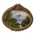 French-Style Oval Landscape Painting With Gold Leaf Frame & Cherub Details – Elegant Nature Wall Art For Sale