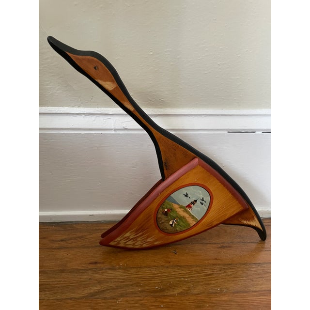 Wood Late 20th Century Hand Painted Wooden Folk Art Goose For Sale - Image 7 of 7