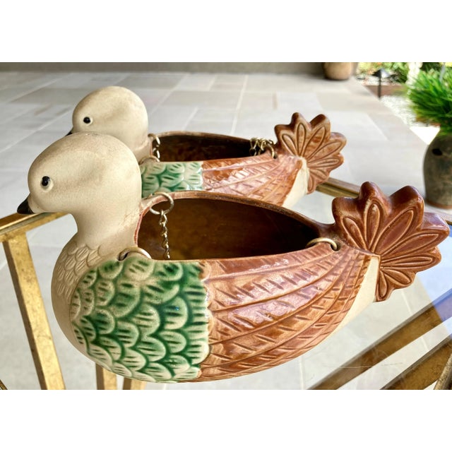 Farmhouse Circa 1970 Hanging Earthenware Dove Planters, a Pair For Sale - Image 3 of 13