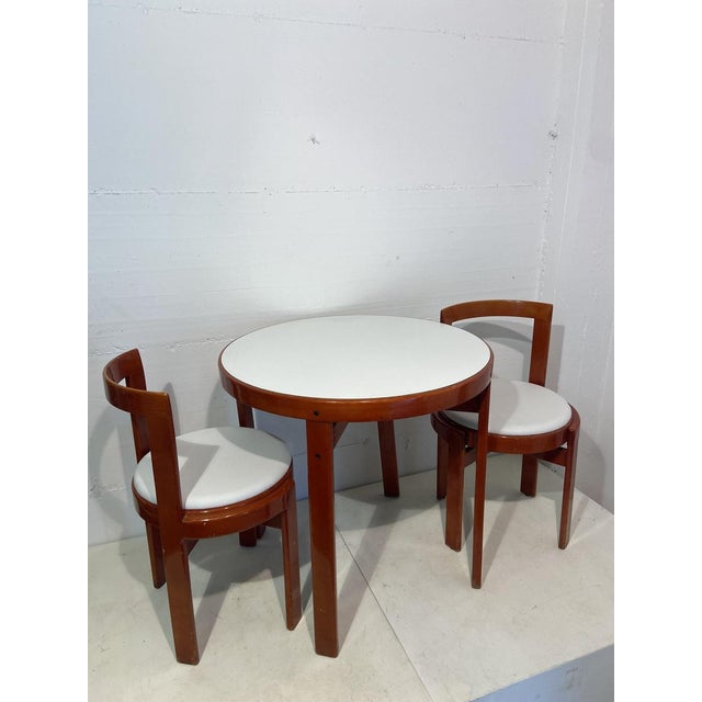 Italian Red Lacquered Wooden Breakfast Table and Chairs by Gianfranco Frattini, 1975, Set of 5 For Sale - Image 16 of 16