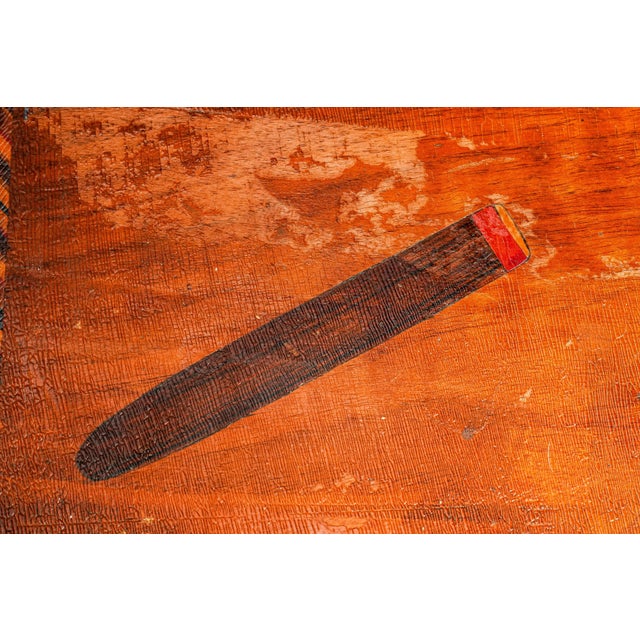 Traditional 1910s Hand Painted Cigar & Match Cork Lined Wooden Folk Art Humidor Cigar Box Tobacciana Home Decor For Sale - Image 3 of 15