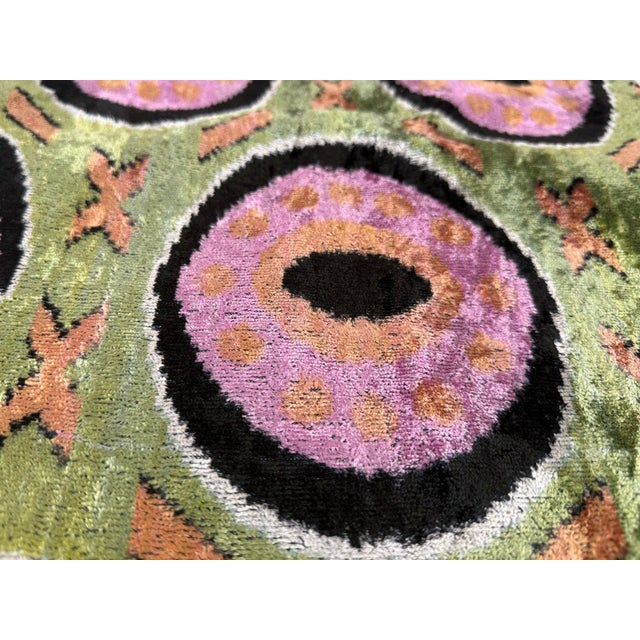 2020s Handmade Velvet Pillow With Insert – Sage Green & Lilac Circle Motif, 16x24" For Sale - Image 5 of 8