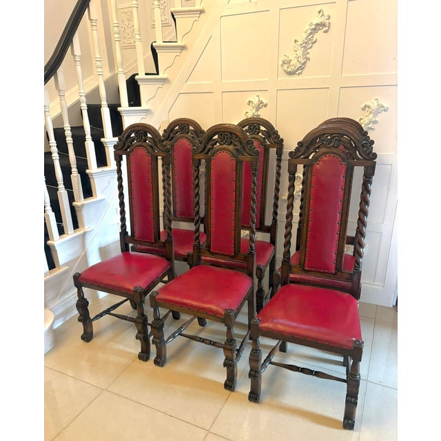 19th Century Antique Victorian Carved Oak Barley Twist Dining Chairs, 1880, Set of 6 For Sale - Image 5 of 18