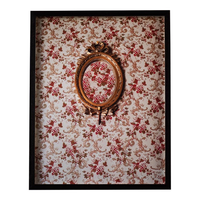 Baroque Brass Frame Hanging on Floral Wallpaper Framed Photography by Tommy Lei For Sale