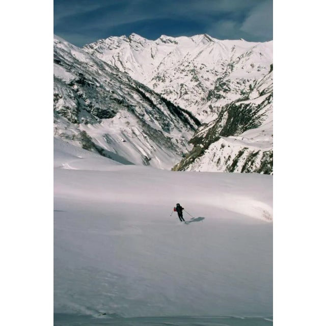 Ski Expedition (1981) Silver Gelatin Fibre Print - Oversized (Photo by Alamy Archives) Skier descends into a dangerous...