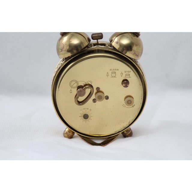 Gold Alarm Desk Clock in Brass, 1970s For Sale - Image 11 of 15