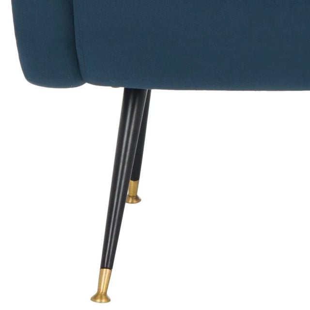 Navy Blue Velvet Retro Mid Century Accent Chair in Navy For Sale - Image 8 of 10