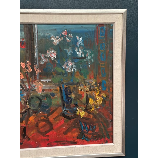 Eric With, Still Life with Flowers, 1960s, Oil Painting on Canvas, Framed For Sale - Image 5 of 18
