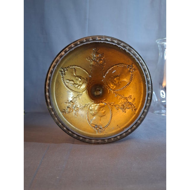 Antique Eapg Riverside Glass No. 423 Empress Kerosene Lamp Gold Intaglio Base 10.75" c.1894 For Sale - Image 15 of 15