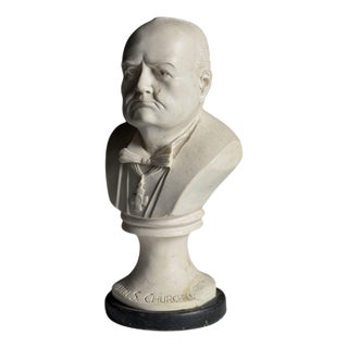 Winston Churchill Statuette in Cast Marble For Sale