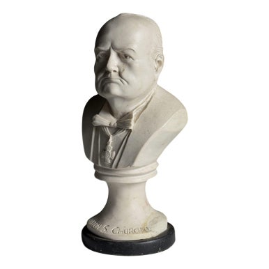 Winston Churchill Statuette in Cast Marble For Sale