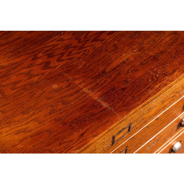 Antique Double-Stack Oak Flat File Cabinet For Sale - Image 9 of 11