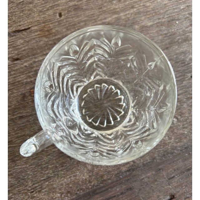 Glass Vintage Jeannette Feathered Glass Punch Bowl With Base, 12 Punch Cups, and Ladle For Sale - Image 7 of 7