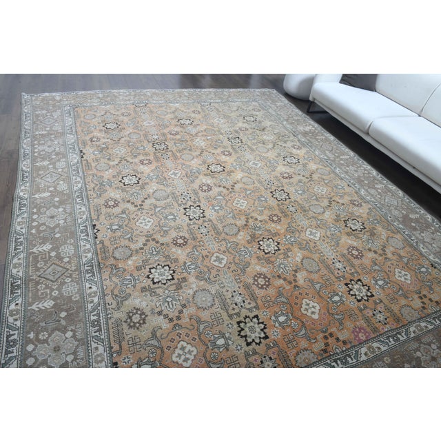 1960s Vintage Persian Handmade Wool Cotton Light Brown Area Rug For Sale - Image 4 of 11