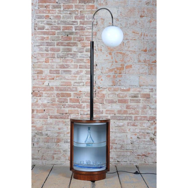 Czech Art Deco Walnut Floor Lamp attributed to J. Halabala for Up Závody, 1920s For Sale - Image 11 of 15