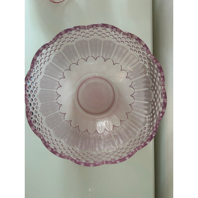 1940s Vintage Pink Hobnail Depression Glass Party Set- 8 Pieces For Sale - Image 5 of 9