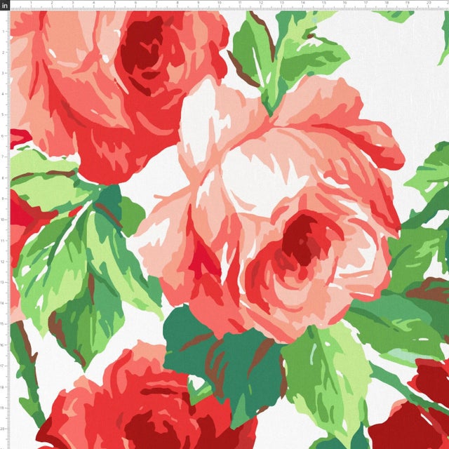 Traditional Red from Scalamandre crafted by Cloth & Company Hudson Queen Headboard, White Floral For Sale - Image 3 of 7