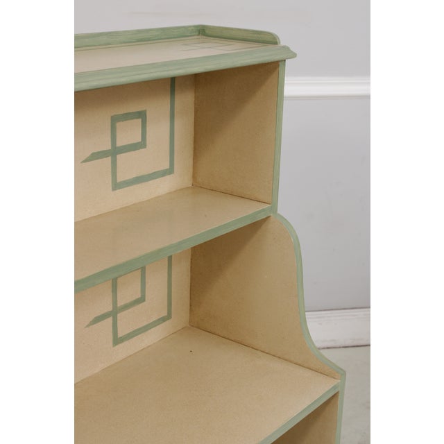 Pair Artist Signed Chinoiserie Style 2 Drawer Open Bookcases For Sale - Image 13 of 18