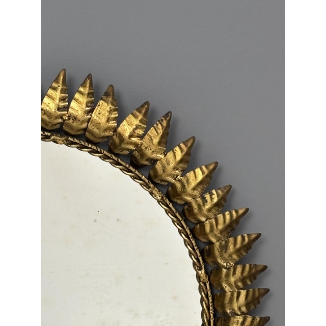 Mid-Century Modern Hollywood Regency Spanish Gilt Metal Sun Mirror, 1950s For Sale - Image 10 of 18