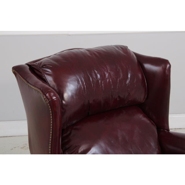 Burgundy Pennsylvania House Burgundy Leather Wing Chair For Sale - Image 8 of 16