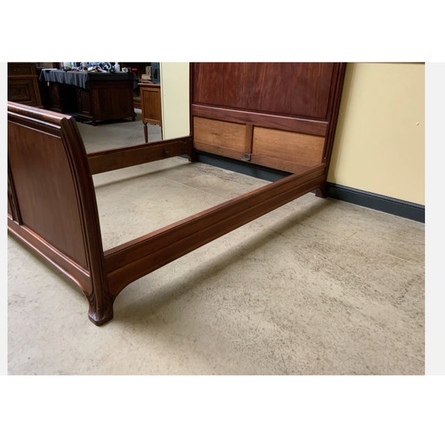 Antique Art Nouveau Ornate Walnut Bed, 1910 For Sale - Image 6 of 9