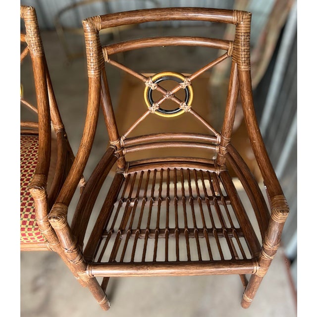 Set of 5 Early 21st Century McGuire Rattan Black and Gold Target Dining