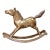 Mid-Century English Child Patinated Brass Rocking Carousel Horse on Curved Base For Sale