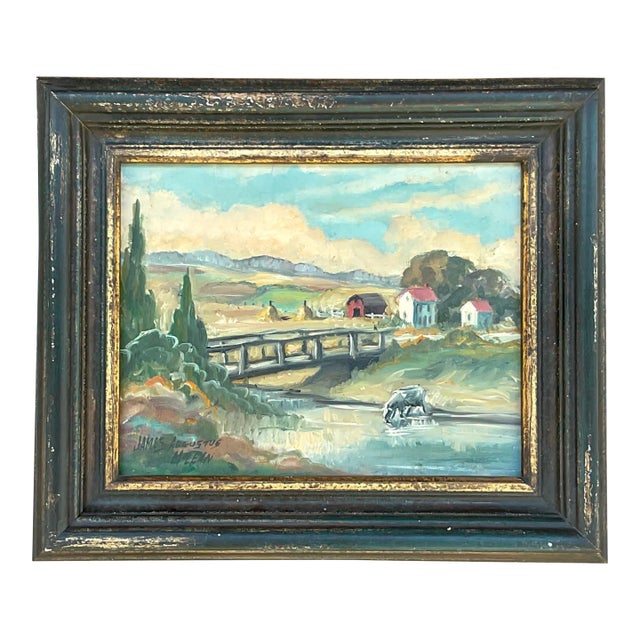 Vintage Boho Original Oil Painting Signed James Augustus McLean For Sale