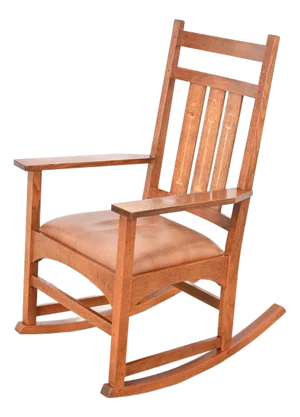 Stickley Harvey Ellis Collection Mission Arts & Crafts Inlaid Oak and Leather Rocking Chair