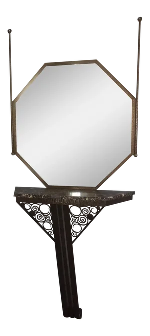 Wrought Iron Console Table and Mirror Set