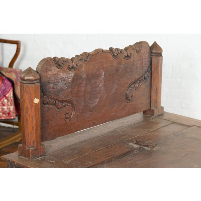 Brown Javanese 19th Century Teak Wood Daybed with Storage and Hand Woven Rattan For Sale - Image 8 of 12